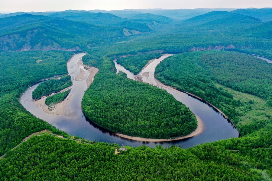 Vista aérea del 12 de junio de 2022 del Parque Forestal Nacional de Mordaga, en Hulun Buir, región autónoma de Mongolia Interior, en el norte de China. (Xinhua/Li Zhipeng)