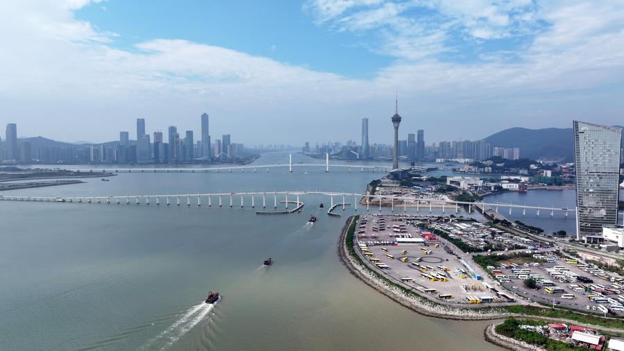 Imagen aérea tomada con un dron el 23 de noviembre de 2024 de una vista de Macao, en el sur de China. (Xinhua/Wang Yiliang) 